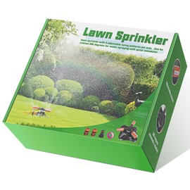 WOVUU Garden Sprinkler,Upgrade Lawn Sprinklers Automatic 360 Degree Rotating Irrigation System, Garden Hose Sprinkler for Yard/Built in 36 Units Angle Spray Nozzles-1Pack(Green)