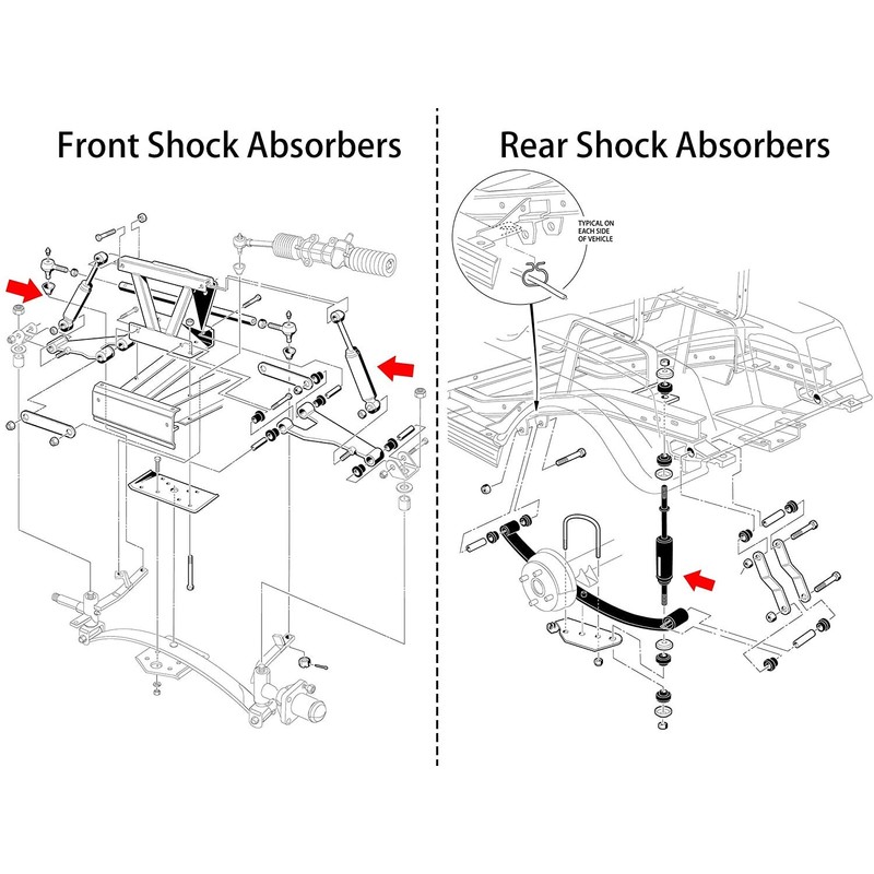 Club Car Shocks Front and Rear Shocks for Golf Cart