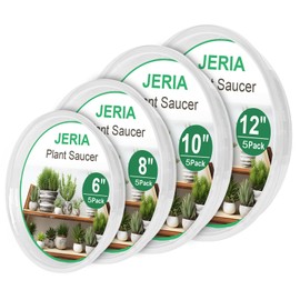 JERIA 20 Pack Clear Plant Saucers（6/8/10/12 Inch）,Plastic Flower Pot Trays,Round Durable Plant Drip Trays for Indoor and Outdoor