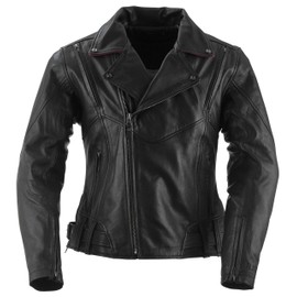 Black Brand Women's Leather Sapphire Motorcycle Jacket (Black, Small)