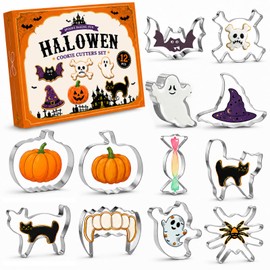 Halloween Cookie Cutters Set, 12 Pack Stainless Steel for Halloween Baking
