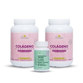 A&G PERSEA - Dúo Colágeno Hidrolizado en polvo con Extracto de Aguacate - 1 Sabor Arándano + 1 Naranja 1.2 kg c/u | Con Ácido Hialurónico, Vitaminas y Minerales | Fórmula Completa Sin Azúcar (Arándano)