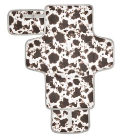 GOODOLD Portable Changing Pad for Baby - Black Cow Travel Diaper Changing Pad Waterproof Changing Mat with Built-in Pillow - Baby Shower Gifts