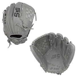 SSK FP5 Fastpitch Softball Glove – Infield - Outfield - Pitcher – 11.5”-11.75”-12”-12.25”-12.5”-12.75”-13”– Right & Left Hand Throw (Grey - Basket Web, 12" - Right Hand Throw)