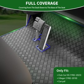 Cartalia Golf Cart Floor Liner Mat 8mm Thick Rubber Full Coverage Fit for Club Car DS 1982-2013 / Villager 1982-2018 Carts Heavy-Duty Non-Slip Front Feet Mats Replacement Easy to Clean - Blue Trim