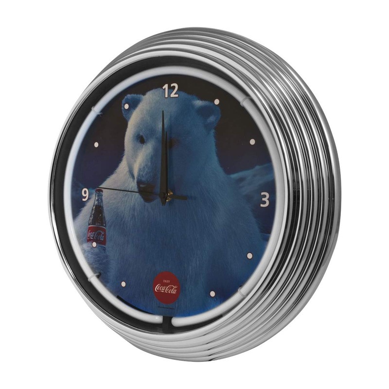 Coca Cola Polar Bear Blue Light Up Neon Wall Clock