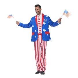 Megartico Adult American Flag Suit Costumes Men Uncle Sam Costume USA 4th of July Independence Day Party Patriotic Outfits