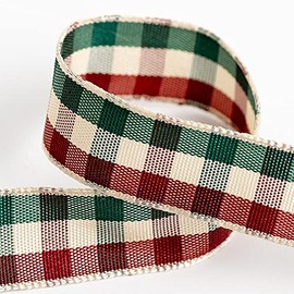 Tartan Ribbon 16mm x 10M - Burgundy/Cream/Green