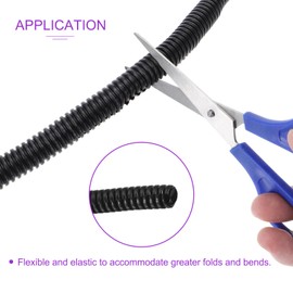 DMiotech 10ft Wire Loom Split Tubing 1/4 Inch, Cord Protectors from Pet Flexible Conduit Cable Management for Office, Home, Garden, Black