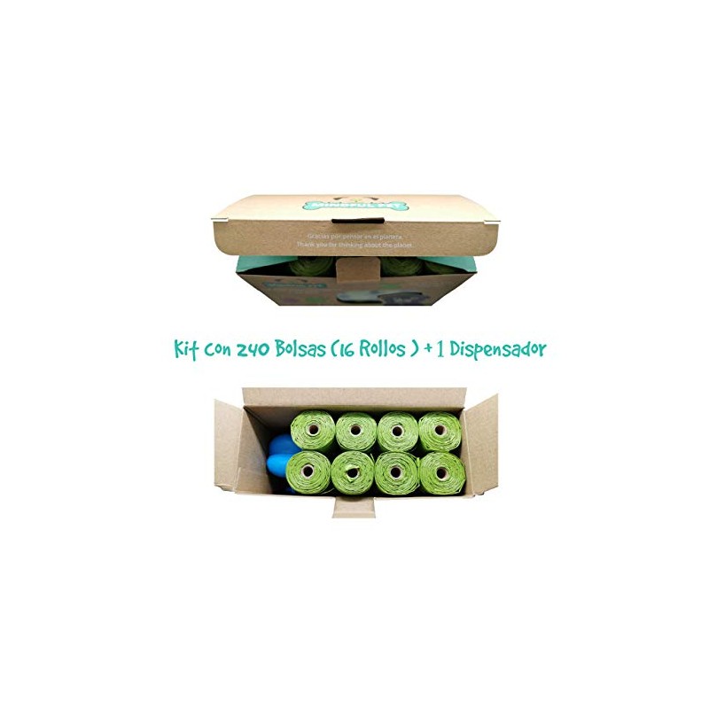 Bolsas Biodegradables con Asa para popó de Perro. Kit con