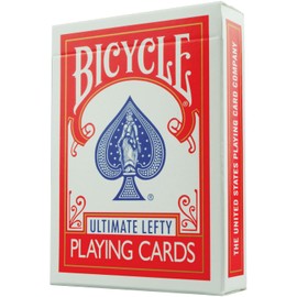 Bicycle Left Handed Card Game - Bicycle Ultimate Lefty (+ Tutorial with 7 Magic Tricks) (Red)