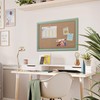 SOFE Linen Decorative Bulletin Board, Green Wood Framed 23" X