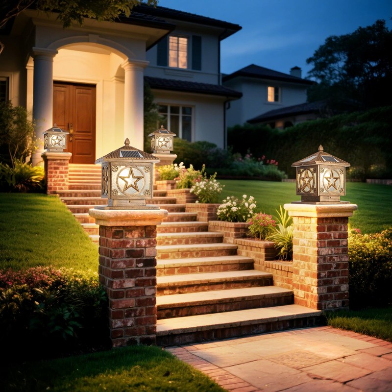 SLAWA Outdoor Solar Post Cap Light 9.8In Bronze Column Lights