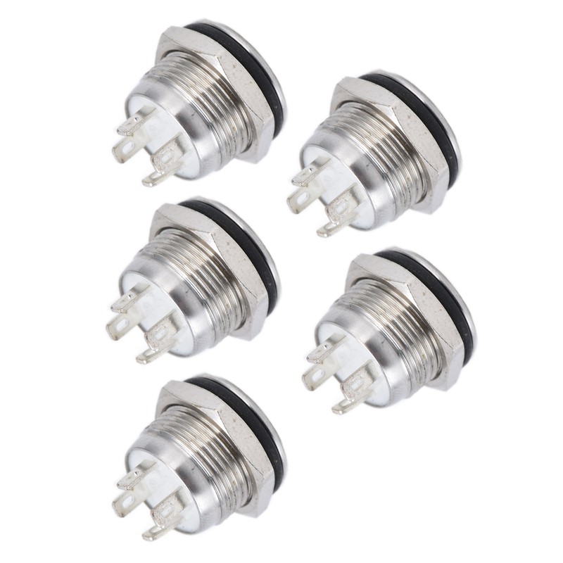 5Pcs Button Switch Stainless Steel Flat Top Button with LED
