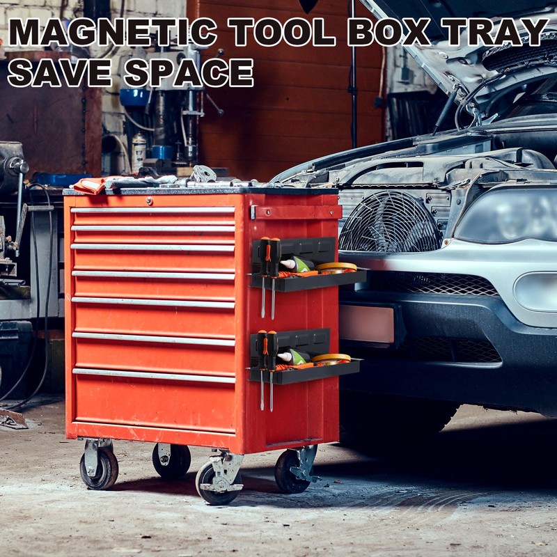 Tandefio 2 Pcs 12" Magnetic Tool Box Tray with Screwdriver