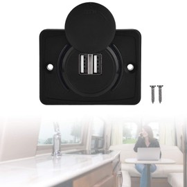 USB Socket, 12 V USB Charging Socket, Car Charger Socket, Dual USB Charger, 3.1 A, 12 V, LED, Waterproof for Car, Boat, Marine