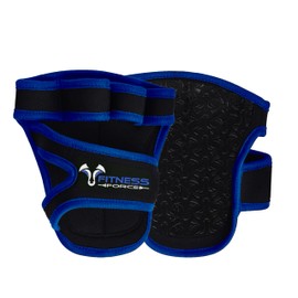FITNESS FORCE Workout Gloves for Men & Women Partial Weight Lifting Non-Slip Gym Gloves, Lifting Grip for Calluses Guard Fingerless Exercise Gloves with Full Palm Protection (Blue, Medium)
