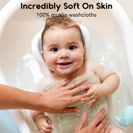 Unnivoll Muslin Baby Washcloths 6 Pack, 100% Cotton Burp Cloths Baby, Large 12''X12'' Baby Wash Cloths Absorbent and Soft for Newborn Infants Kids Boys Girls Apricot