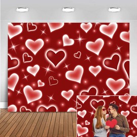Mocsicka Early 2000s Photography Backdrop Red Heart Photo Backdrop Valentines Heart Stars Valentines Day Party Decoration Newborn Kids Portrait Photo Props