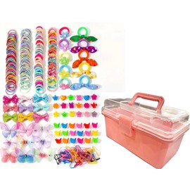 E&K726 Luxury 555 Pieces! Hair Accessories Set, Large Capacity, Storage Case Included, Hair Tie, Hair Clip, Cute, Fashionable, Colorful and Cute Hair Elastics