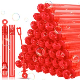 Shappy 24 Pcs Mini Bubble Wands Bulk for Kids Party Favor Small Bubble for Birthday Gift Goodie Bag Stuffer Wedding Baby Shower Carnival Prizes Summer Outdoor Toy for Toddler Boy Girl (Red)