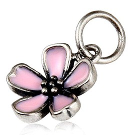 Pink Cherry Charm 925 Sterling Silver Flower Beads fit for DIY Charms Bracelets