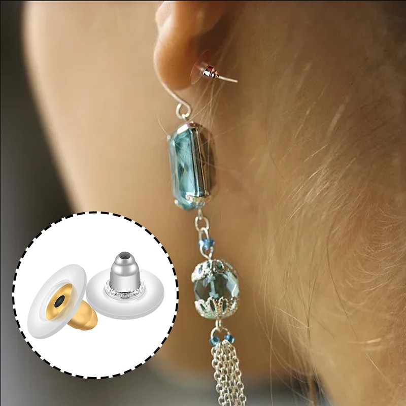 200 Pcs Earring Backs, Soft Transparent Earring Backs Bullet Clutch