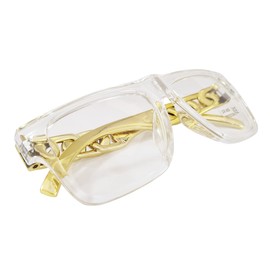 Komonee Gold Chain Sunglasses Clear Frame Clear Lens Tint Glasses Designer Childrens UV400 Protection Classic Shades