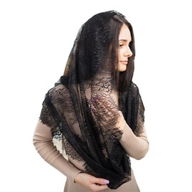 AOREAS Chapel Veil Spanish Style Lace Traditional Vintage Inspired Catholic Church Veil Latin Mass Head Covering Scarf Mantilla