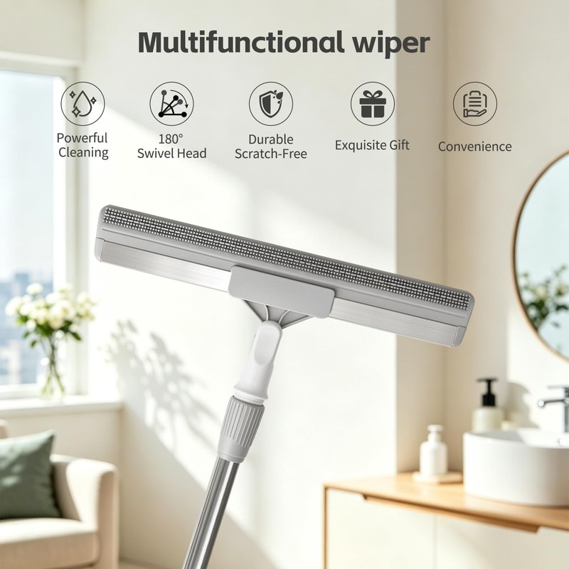 43" Rubber Floor Squeegee & Carpet Rake for Pet Hair