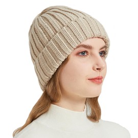 NPQQUAN Thick Warm Winter Knit Beanie Hat Skull Cap Beanies for Men Women Beige