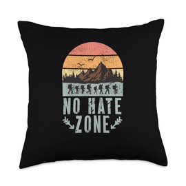 No Hate Zone Nature Mountains Camping Hiking Gift No Hate Zone | Nature Mountains | Camping Hiking Throw Pillow, 18x18, Multicolor