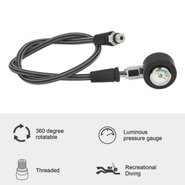 VGEBY Diving Pressure Gauge, Dive Pressure Gauge, Scuba Diving Pressure Gauge, Easy Read 360 Degree Rotation, BCD Regulator for High Pressure Hose Diameter 8mm (65cm)