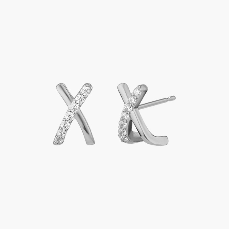Gold&Deer 14K GF stitch cubic cross earrings rose gold /