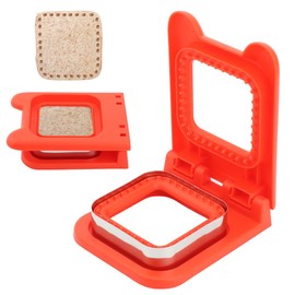 FIDWALL Pastry Ring Sandwich Cutter for Kids Stainless Steel Cookie Cutter Round Sandwich Sealer Bread Cutter Stainless Steel (Red Square Style)