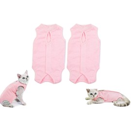 ValueHall Cat Surgery Recovery Suit - E-Collar Alternative for Preventing Secondary Infection and Anti-Licking - Surgical Wear V11C09 (L, Pink)
