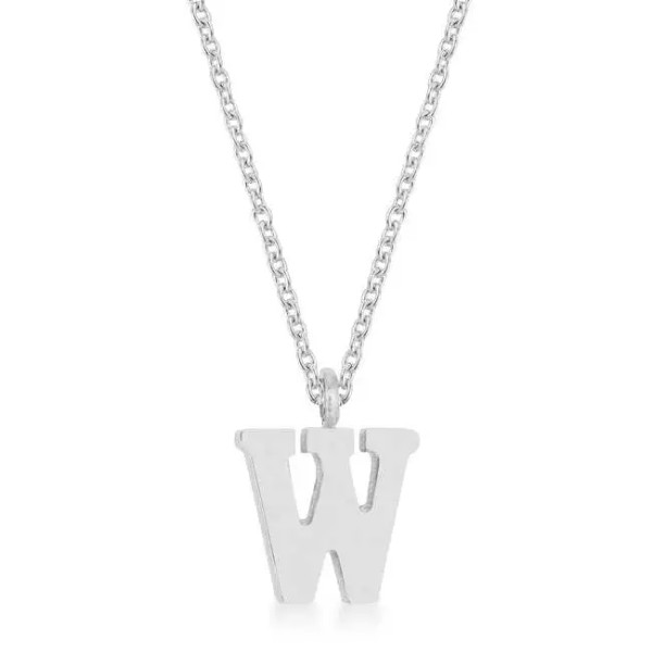 Unbranded Elaina Rhodium Stainless Steel W Initial Necklace