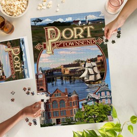 Lantern Press 1000 Piece Jigsaw Puzzle, Port Townsend, Washington, Montage