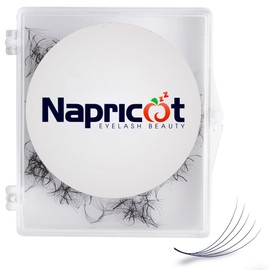 Promade Eyelash Fans Extension, Napricot 500 Promade Fans - 5D 0.07 Size 12mm Curl D - Premade Volume Lash Fans for Eyelash Extensions, Middle Stem, Fluffy, Soft - 2 Pairs Eye Pads Lash Extensions