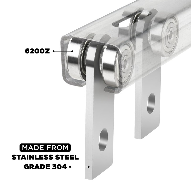 2 Wheels Trolley Assembly Rollers, 2 Bearings Strut Channel Trolley