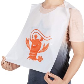 MGTECH 30 Pack 23 Inch Lobster Bibs Thick Disposable Plastic Funny Crawfish Bibs for Adults