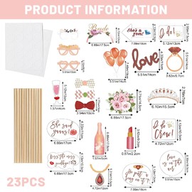 Pack of 23 Wedding Photo Box Accessories, Props for Bridesmaids and Hen Party, Rose Gold Wedding Decoration, Party Decoration, Table Decoration, Wedding