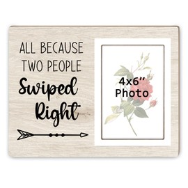 Itsoly All Because Two People Swiped Right Picture Frame, Couples Wooden Photo Frame, Birthday Christmas Gifts For Girlfriend Boyfriend 4x6 Inch Photo,12P71