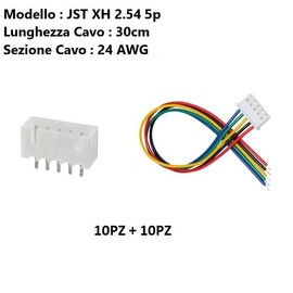 ATEC - JST XH2.54 M (cable 30 cm) + F (male) 24AWG (10pcs x JST 5pin)