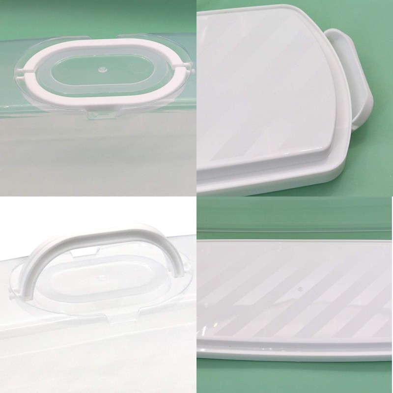 FEOOWV Portable Plastic Rectangular Loaf Bread Box with Transparent Lid,