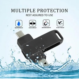 Memoria USB de 2TB, Doble Puerto USB-C y USB-A, Aleación de Aluminio, Compatible con Android, iOS, PC y Laptops (Negro)