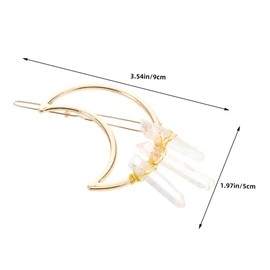 Ipetboom 2pcs Elegant Quartz Crystal Moon Hair Clips Handmade Geometric Hair Accessories Polished Crystal Design for Styling