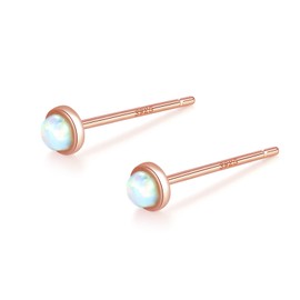 Silver 925 Silver Earrings, Gold, 18K Coating, Opal, Small, Mini Size, Hypoallergenic, Sterling Silver, p synthetic