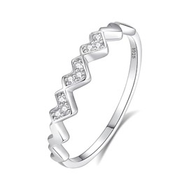La Miraya (5HSR-1) Silver Zigzag Ring - Sparkly Pave Design for Women, Trendy Stackable Style