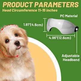 Dog Sunglasses Dog Goggles BAUTIZADOD UV Wind Dust Fog Protection Pet Goggles Eye Wear with Adjustable Strap for Medium Dog, Silver
